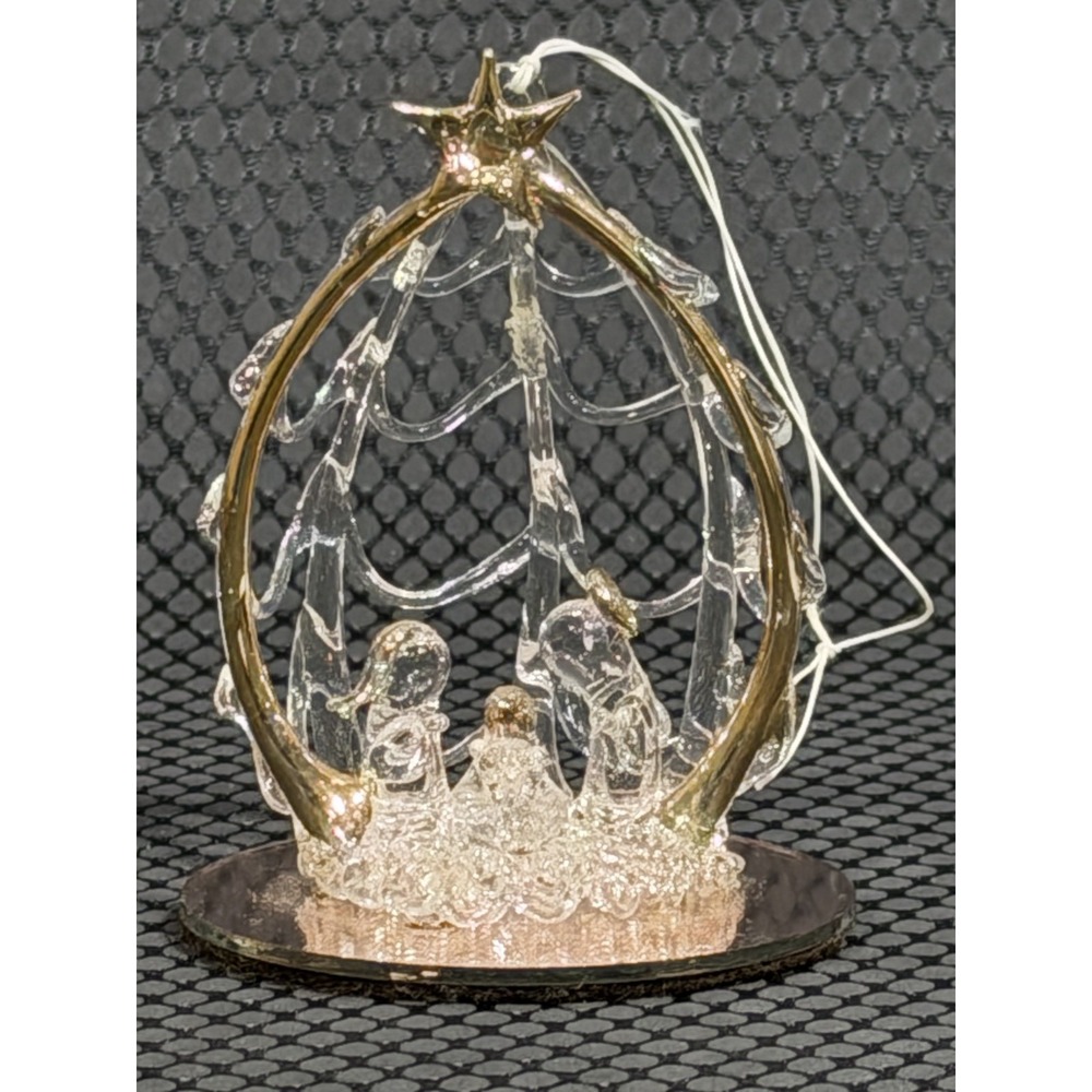 Nativity Blown Glass Ornament Glass or Crystal Gold Accents Christmas Tree